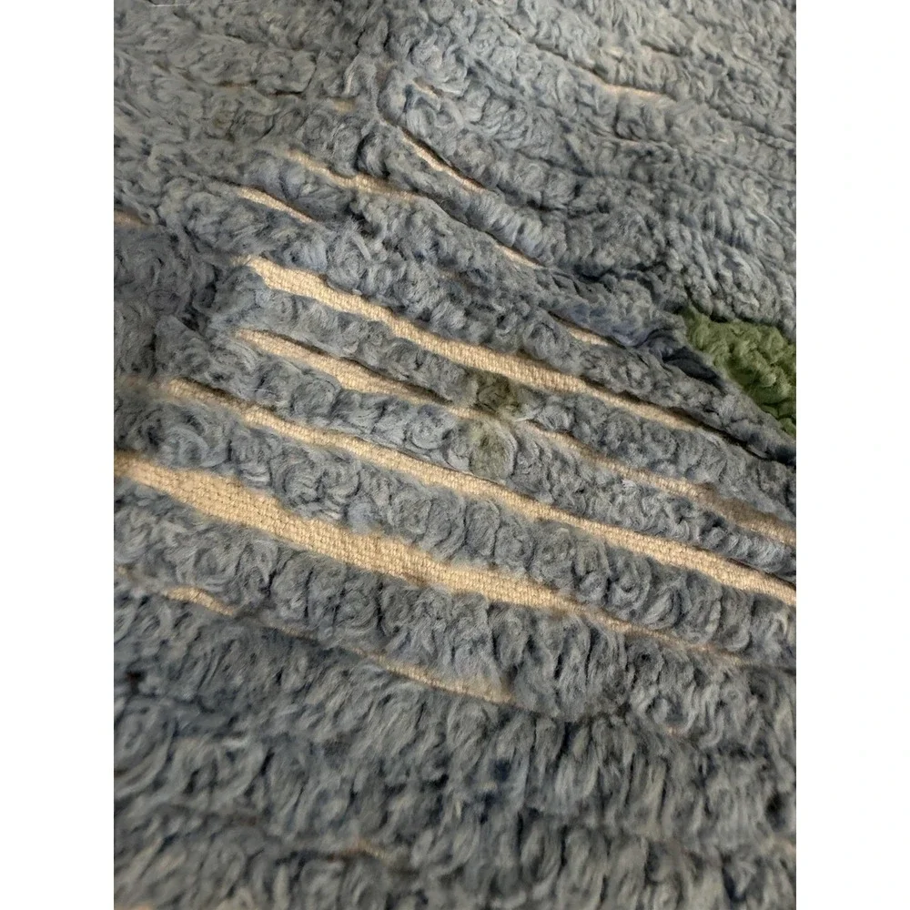 Chenille Blue and Pink Floral Bath Rug 33